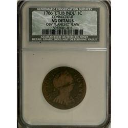 1786 COPPER Connecticut Copper, Small Head Right VF20