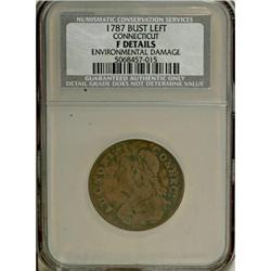 1787 COPPER Connecticut Copper, Mailed Bust Left F12 C