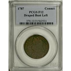 1787 COPPER Connecticut Copper, Draped Bust Left F12 P