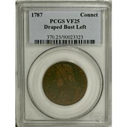1787 COPPER Connecticut Copper, Draped Bust Left VF25