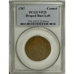 1787 COPPER Connecticut Copper, Draped Bust Left VF25