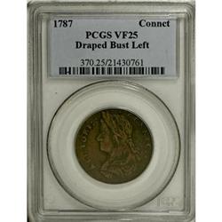 1787 COPPER Connecticut Copper, Draped Bust Left VF25