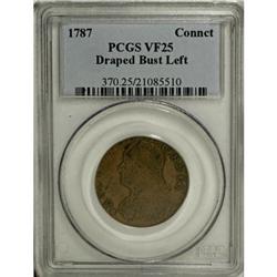1787 COPPER Connecticut Copper, Draped Bust Left VF25