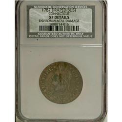 1787 COPPER Connecticut Copper, Draped Bust Left XF40