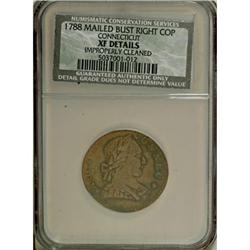 1788 COPPER Connecticut Copper, Mailed Bust Right XF40