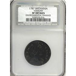 1787 COPPER Vermont Copper, BRITANNIA XF40 CSN
