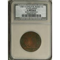 1787 1C Fugio Cent, UNITED STATES, Cinquefoils G4 CSN