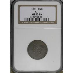 1851 1/2 C Brown MS63 NGC