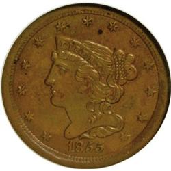 1855 1/2 C Brown MS62 NGC