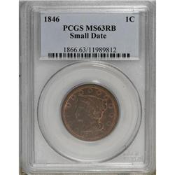 1846 1C Small Date Red and Brown MS63 PCGS