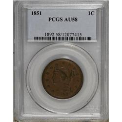 1851 1C AU58 PCGS