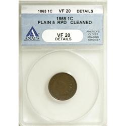 1865 1C Plain 5 VF20 ANACS