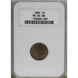 1865 1C Plain 5 Brown MS64 NGC