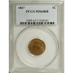 1867 1C Red and Brown MS64 PCGS