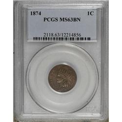 1874 1C Brown MS63 PCGS
