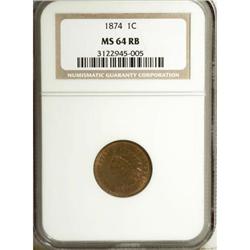 1874 1C Red and Brown MS64 NGC