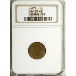 1878 1C Red and Brown MS63 NGC