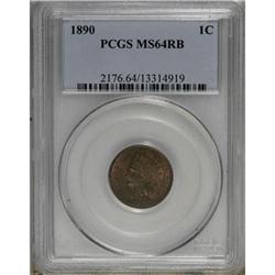 1890 1C Red and Brown MS64 PCGS