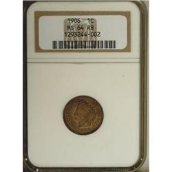 1906 1C Red and Brown MS64 NGC