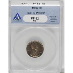1936 1C Type One--Satin Finish Red and Brown PR62 PCGS