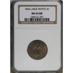 1864 2C Large Motto Red and Brown MS65 NGC