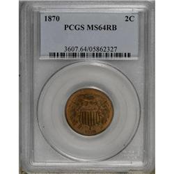 1870 2C Red and Brown MS64 PCGS