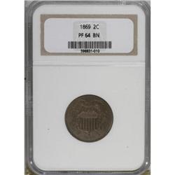 1869 2C Brown PR64 NGC