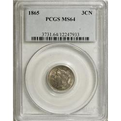 1865 3CN MS64 PCGS