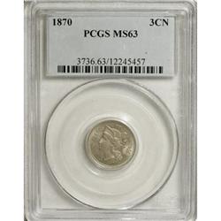 1870 3CN MS63 PCGS