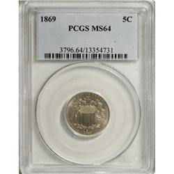 1869 5C MS64 PCGS