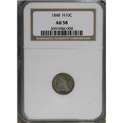 1848 H10C Medium Date AU58 NGC