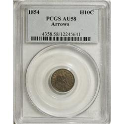 1854 H10C Arrows AU58 PCGS