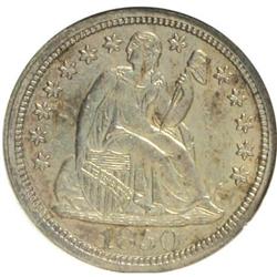 1850 10C AU58 NGC