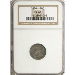 1850 10C MS61 NGC
