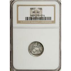 1857 10C MS62 NGC