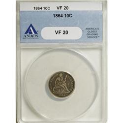 1864 10C VF20 ANACS