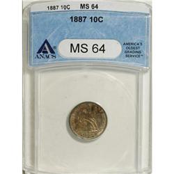 1887 10C MS64 ANACS