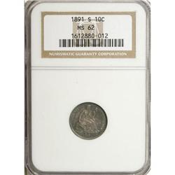 1891-S 10C MS62 NGC