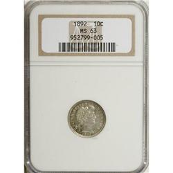 1892 10C MS63 NGC