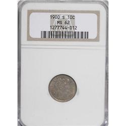 1900-S 10C MS62 NGC