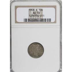 1908-S 10C AU55 NGC