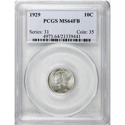 1929 10C Full Bands MS64 PCGS