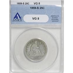 1859-S 25C VG8 ANACS