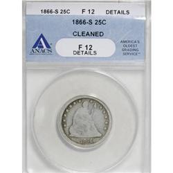 1866-S 25C F12 ANACS