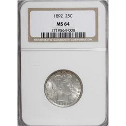 1892 25C MS64 NGC