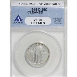 1919-D 25C VF20 ANACS