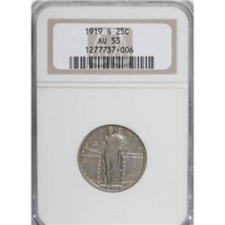 1919-S 25C AU53 NGC