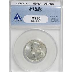 1932-S 25C MS60 ANACS