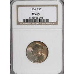 1934 25C Medium Motto MS65 NGC