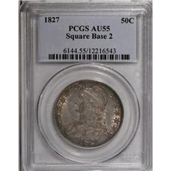 1827 50C Square Base 2 AU55 PCGS